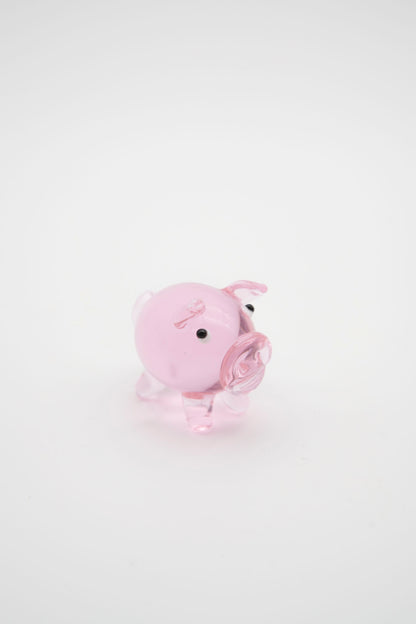 Maialino in Vetro Rosa