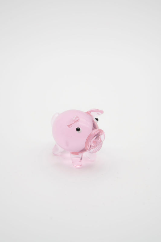 Maialino in Vetro Rosa