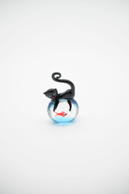 Acquario gatto in guardia